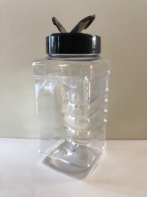 500ml Square Gripper Jars with Shaker Caps, Number of Jars Required: 6, Caps Required: Black Shaker Caps