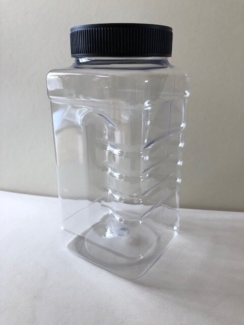 1000ml Square Gripper Jars with Black Shaker Caps