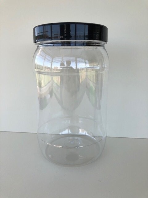 1750ml Round Jars with Black or Coloured Screw Caps