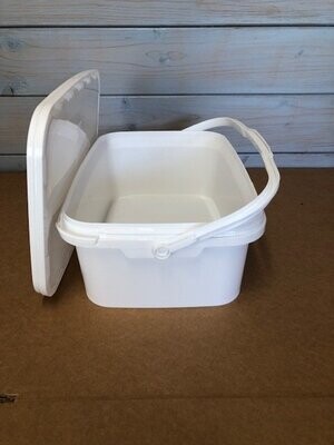 3600ml White Rectangular T/E Tubs with Handles and Lids