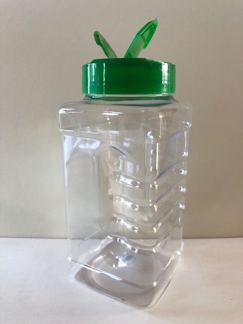 1000ml Square Gripper Jars with Green Shaker Caps