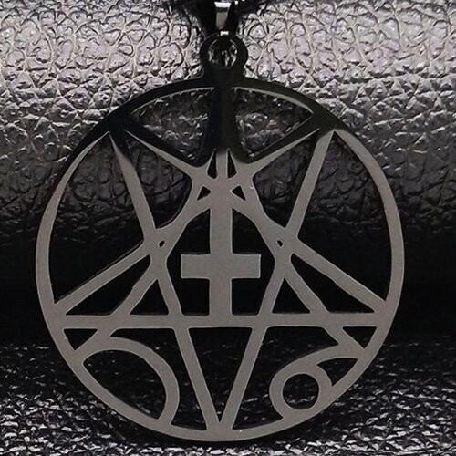 Umgedrehtes Pentagramm Edelstahl schwarz