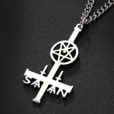 umgedrehtes Kreuz mit Pentagramm Satan