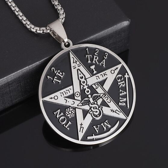 Tetragrammton Halskette schwarz silber