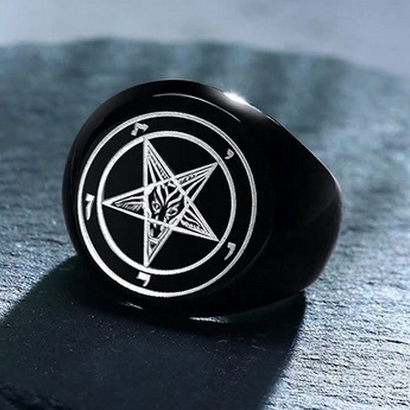 Baphomet Ring schwarz Edelstahl