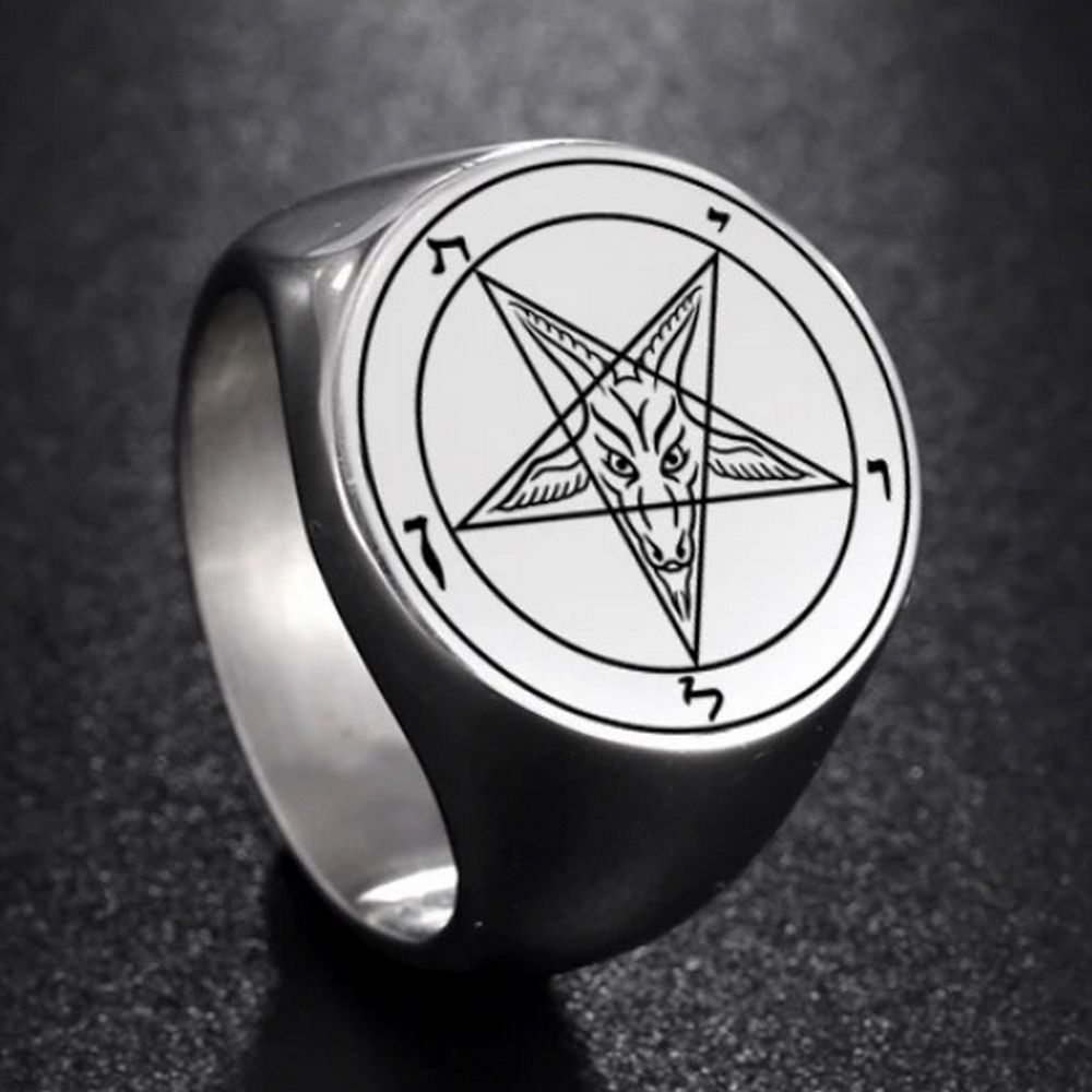 Baphomet Ring Edelstahl silber