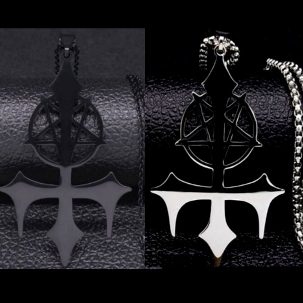 umgedrehtes Kreuz mit Pentagramm