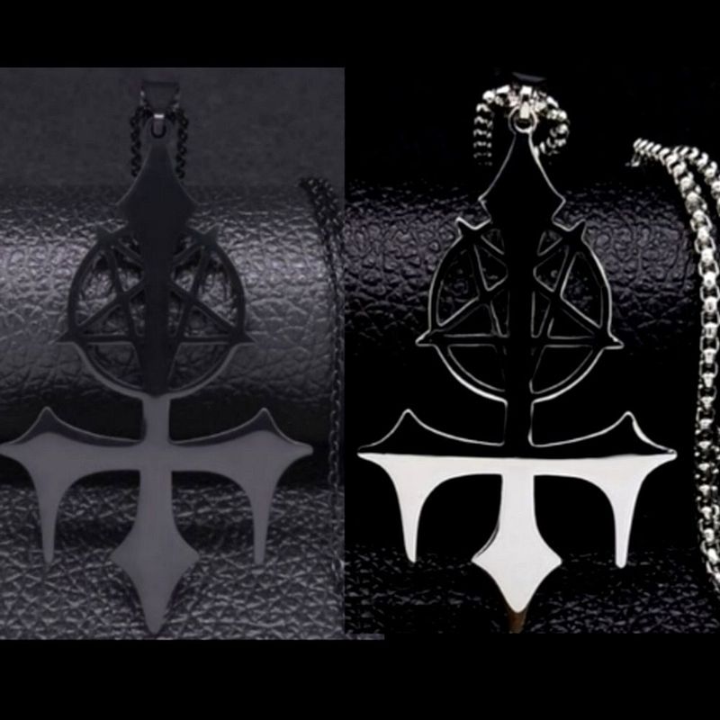 umgedrehtes Kreuz mit Pentagramm