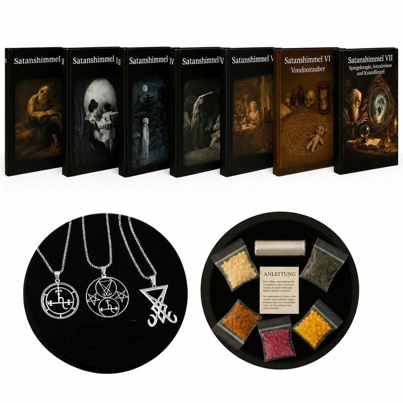 Die magische Bibliothek: Satanshimmel Bücher + GRATIS Räucherset + 3 Luzifer/Lilith Amulette Die magische Bibliothek: Satanshimmel Bücher + GRATIS Räucherset + 3 Luzifer/Lilith Amulette