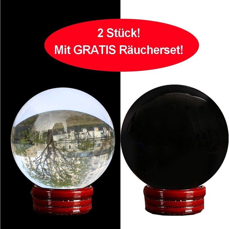 Doppelpack Kristallkugeln Obsidian + Klar + GRATIS Räucherset Doppelpack Kristallkugeln Obsidian + Klar + GRATIS Räucherset