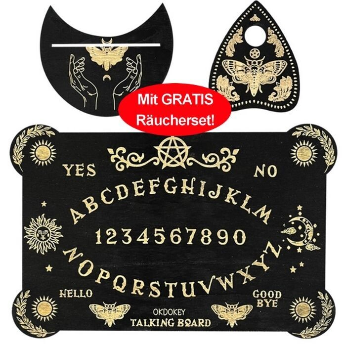 Ouija-Brett schwarz + Planchette + Tarot-Kartenhalter Ouija-Brett schwarz + Planchette + Tarot-Kartenhalter