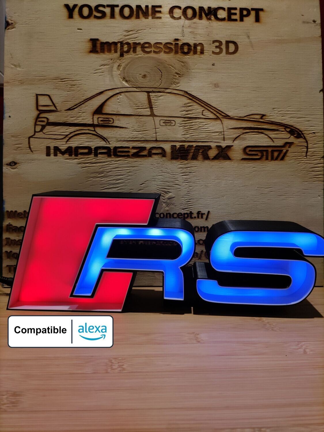 Enseigne lumineuse connectée Audi RS format : 500