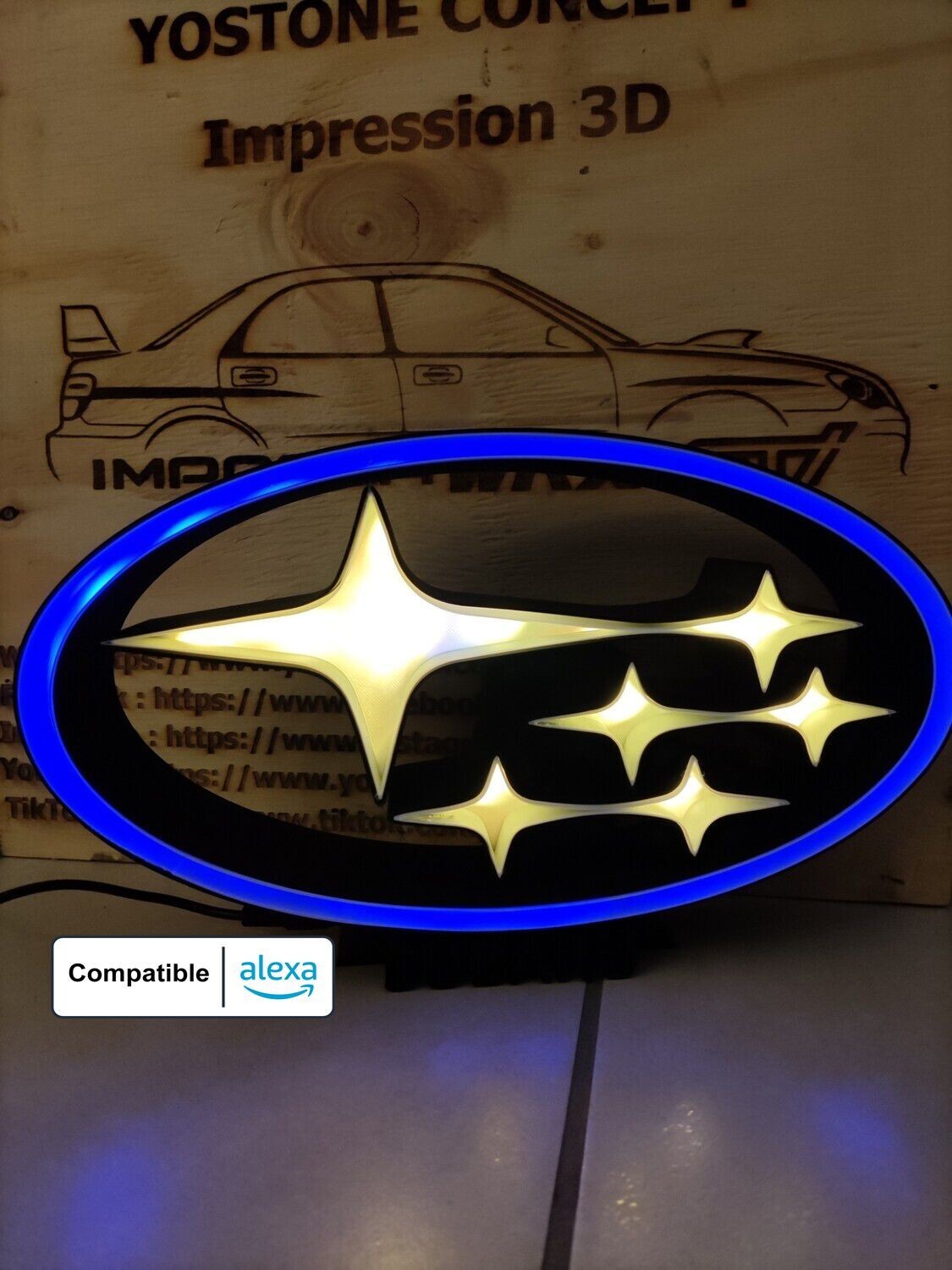 Enseigne lumineuse connectée logo Subaru format 300