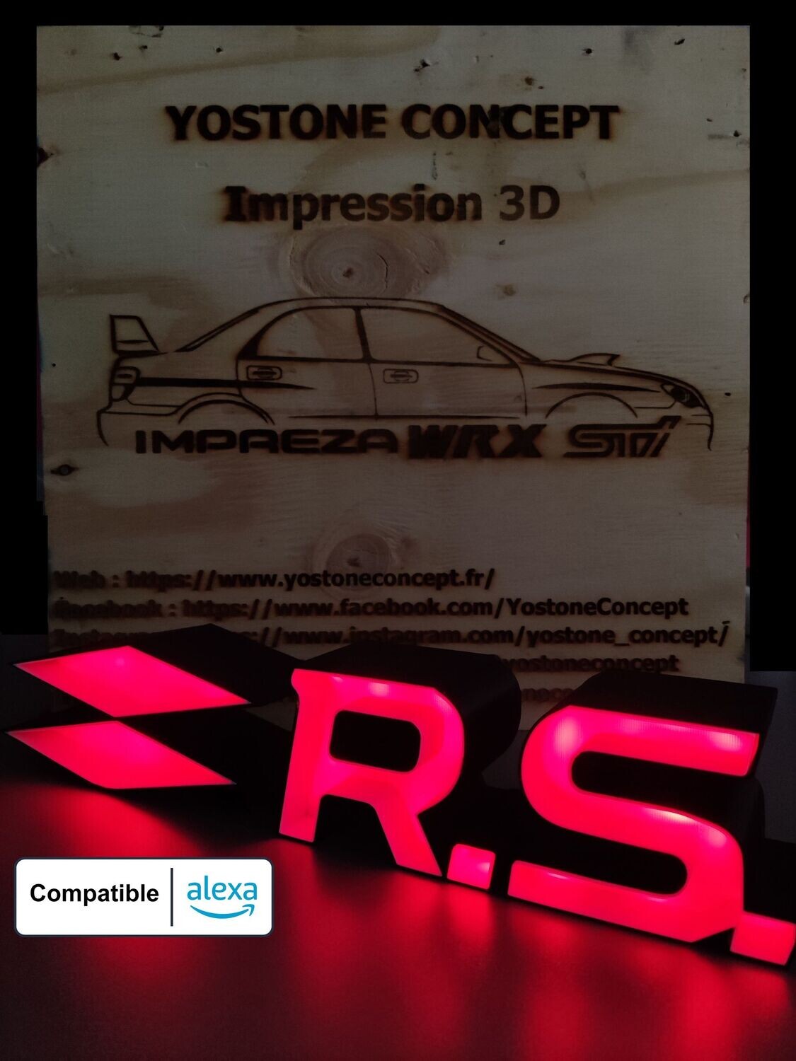 Enseigne lumineuse connectée logo RS (Renault) format 350