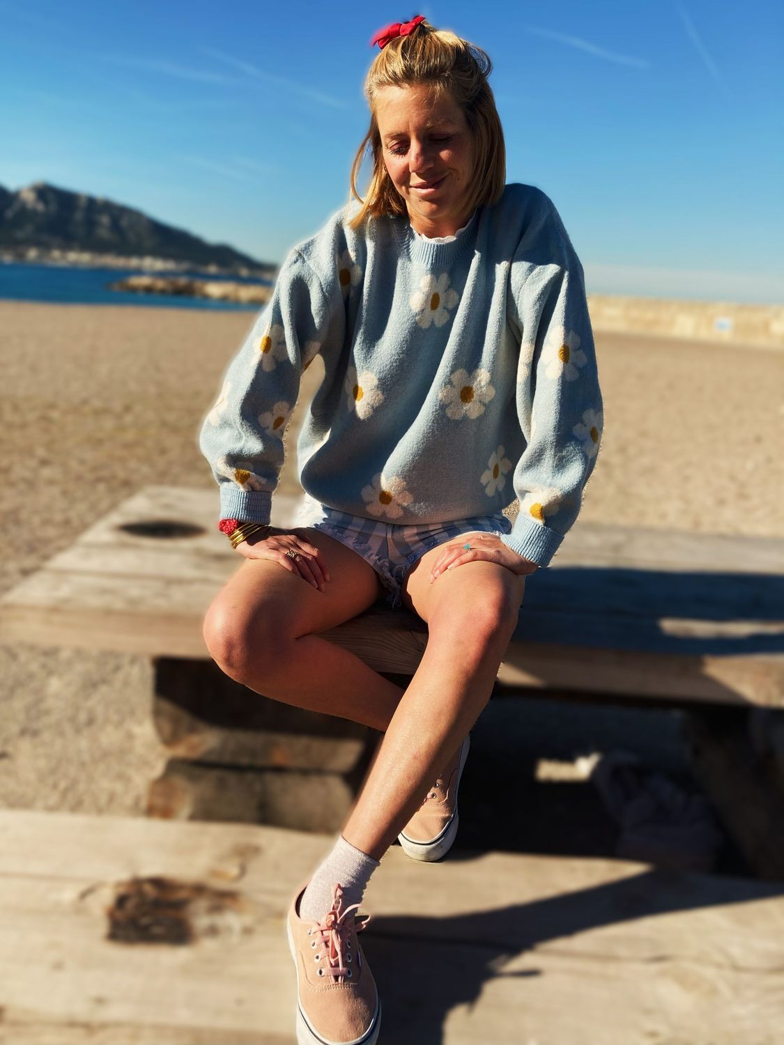 PULL DAISY BLEU CIEL