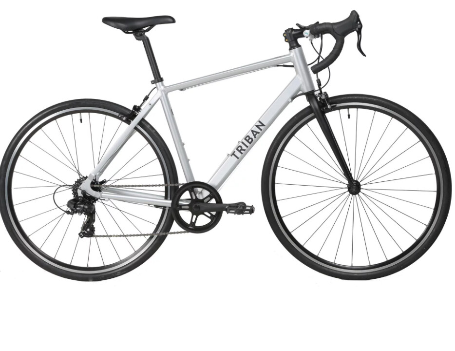 Decathlon Triban Abyss RC100, Aluminum Road Bike, 700c, Silver, L