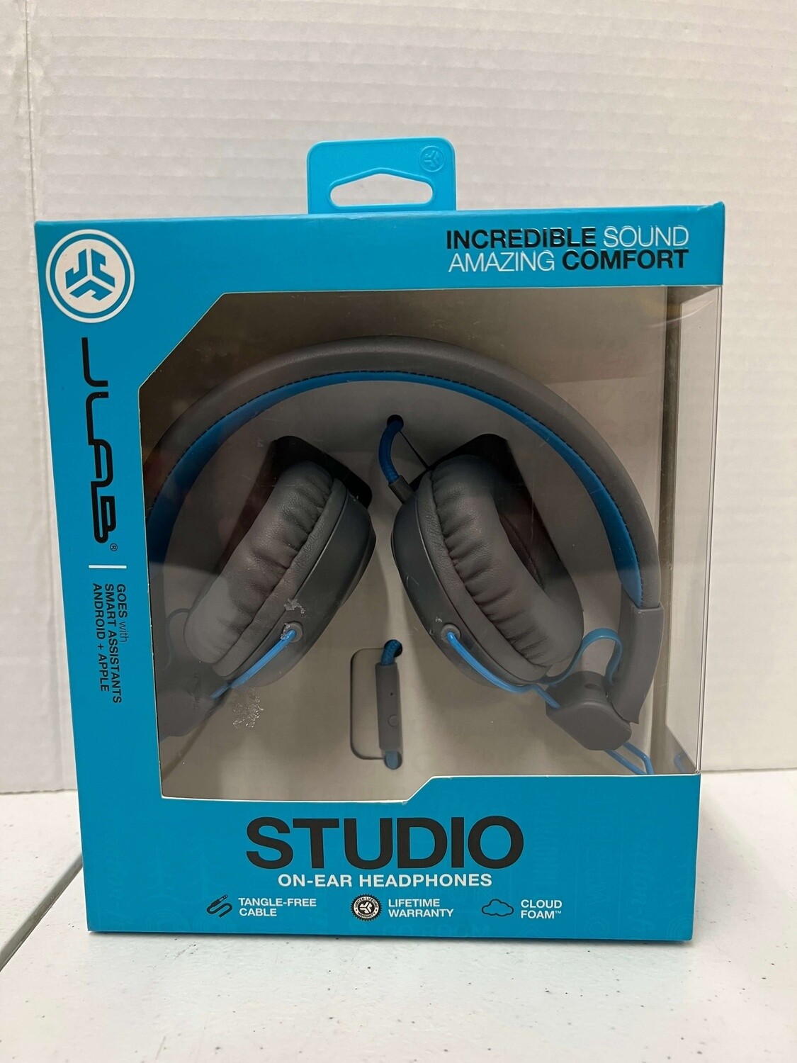 JLab Audio Studio Wired On-Ear Headphones - Blue/Gray