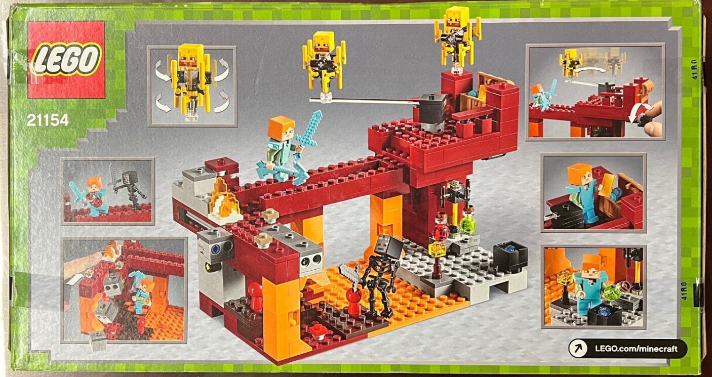 LEGO Minecraft The Blaze Bridge 21154 Toy Battle Building Kit with Bridge and Lava 370pc