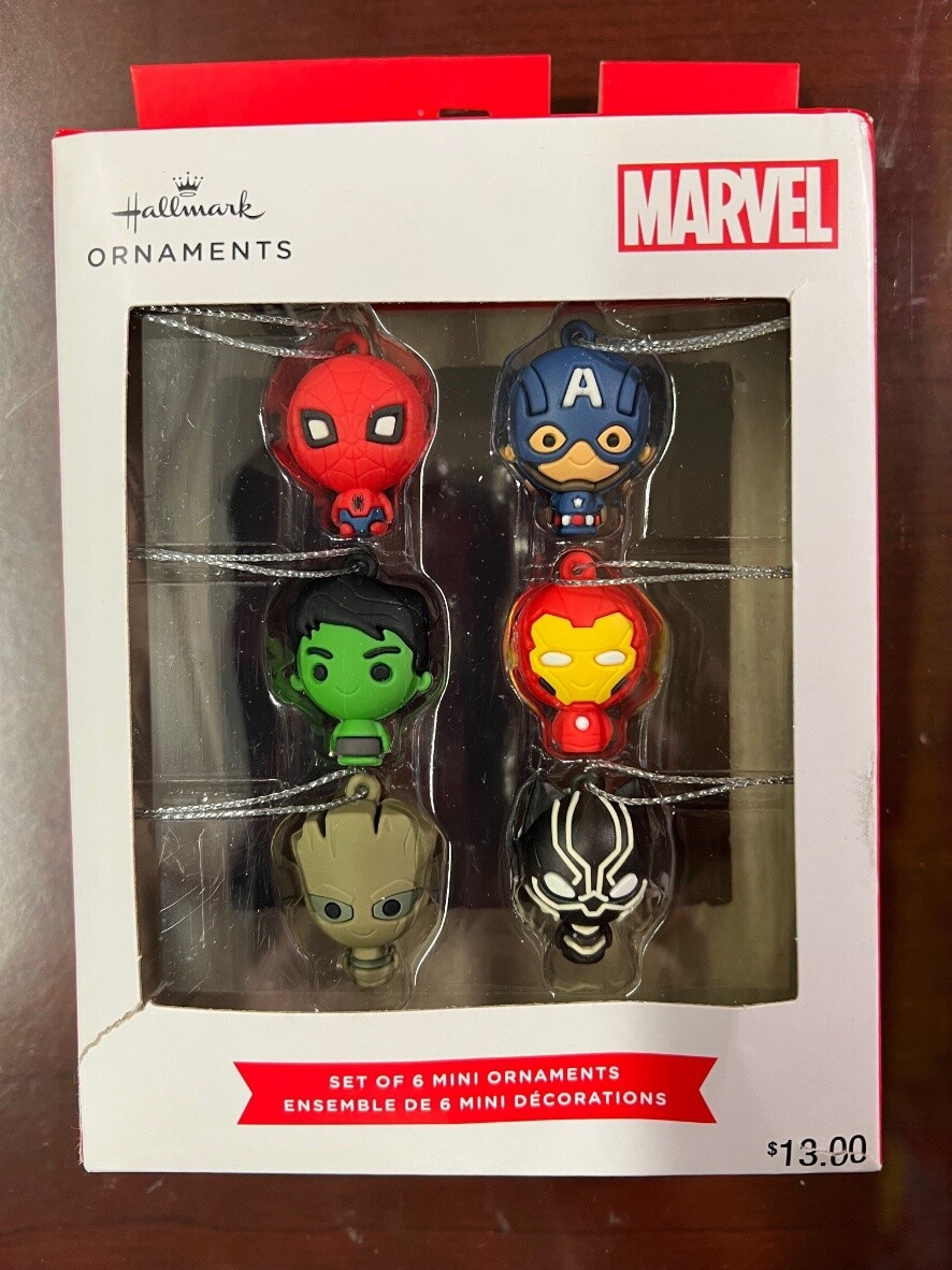 Hallmark Marvel 6 Piece Mini Christmas Tree Ornament Set