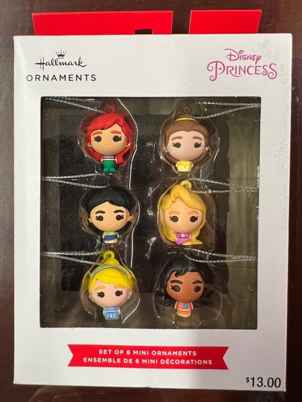 Hallmark Disney Princess 6pc Mini Christmas Tree Ornament Set
