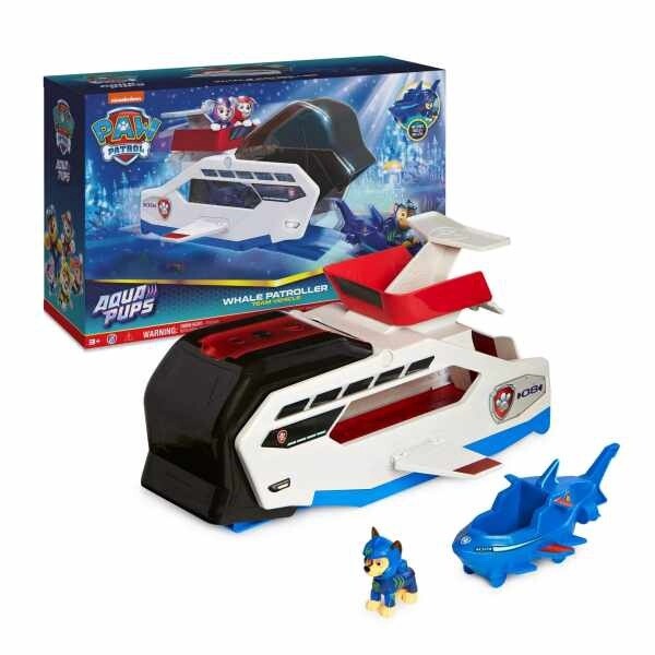 PAW Patrol Aqua Pups Whale Patroller Team Vehicle with Chase Figure and Vehicle Launcher