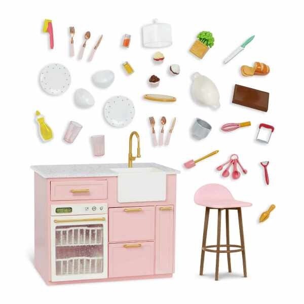 Our Generation Kitchen Island with Accessories for 18&quot; Dolls