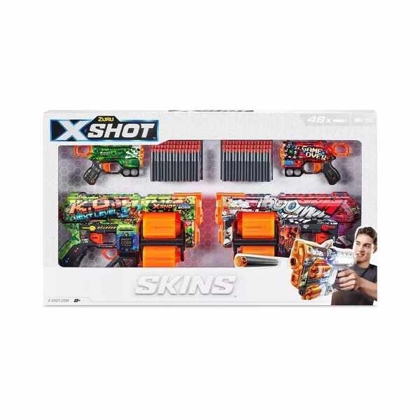 X-Shot SKINS Double Dread Double Menace Dart Blaster Combo Pack by ZURU