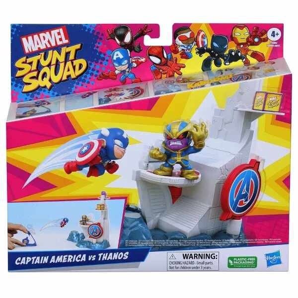 Marvel Stunt Squad Captain America vs Thanos Tower Smash Playset