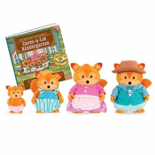 Li&#39;l Woodzeez Miniature Animal Figurine Set Tippytail Fox Family