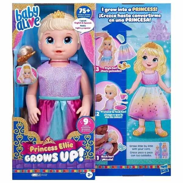 Baby Alive Princess Ellie Grows Up! Growing and Talking Baby Doll - Blonde Hair