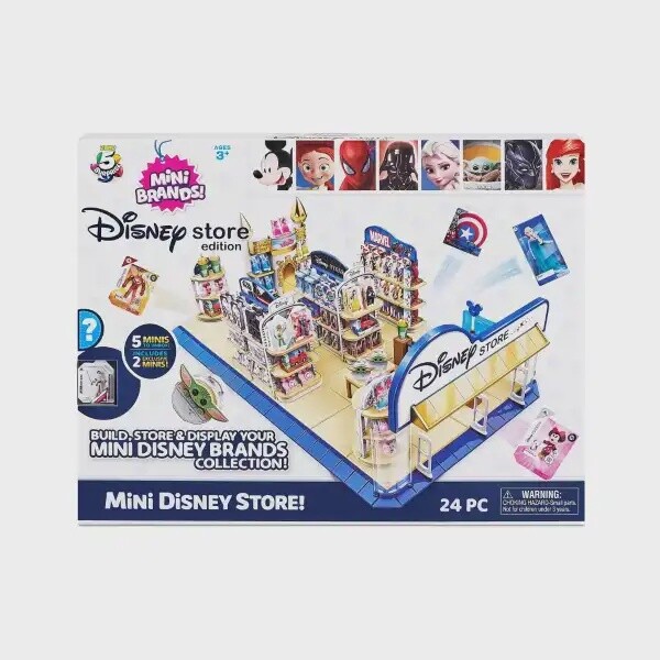 5 Surprise Disney Store Mini Brands Toy Store Playset with 2 Exclusive Minis by