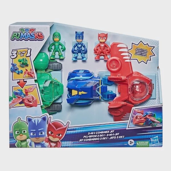 PJ Masks 3-in-1 Combiner Jet Preschool Toy, PJ Masks Toy Set, 3 Vehicles, 3 Acti