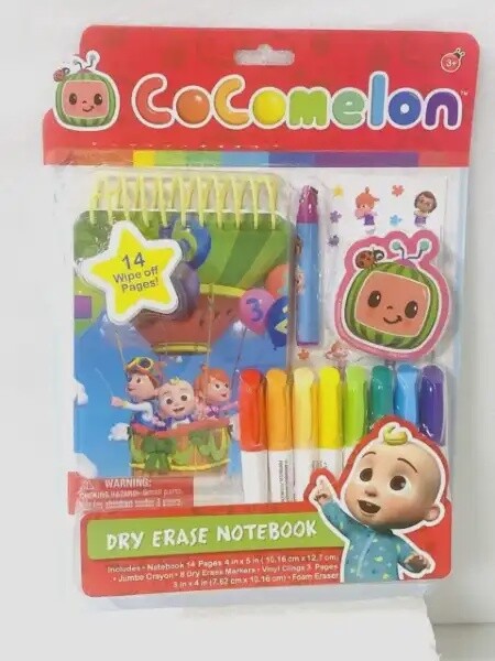 cocomelon Dry Erase Notebook Color Marker Set NIB