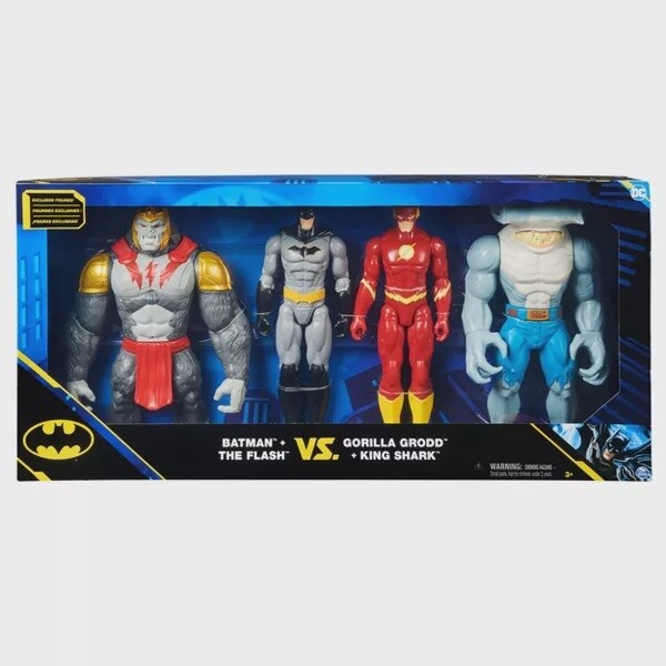 DC Comics Batman 12&quot; Action Figure 4pk (Batman + The Flash vs Gorilla Grodd + King Shark)