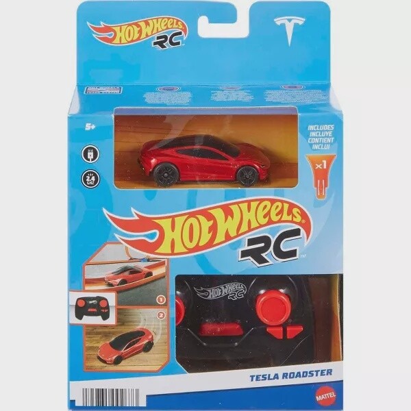 Hot Wheels 1:64 Scale Remote Control Tesla Roadster Vehicle