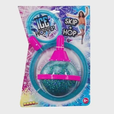 Glitter Ankle Skip Ball Spin and Jump Toy for Ages 6+, Blue/Pink