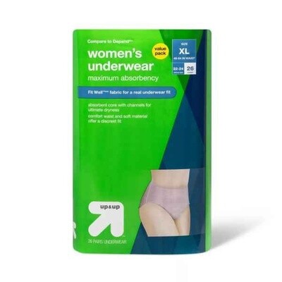 Incontinence Underwear for Women - Unscented - Maximum Absorbency - XL - 26ct - up &amp; up