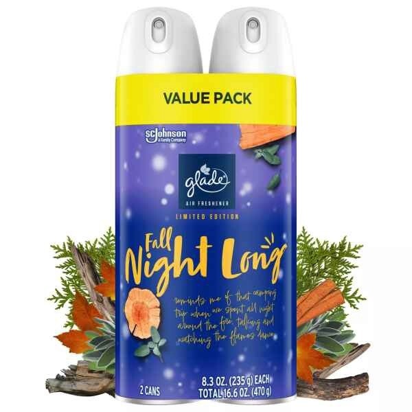 Glade Aerosol Room Spray Air Freshener - Fall Night Long - 16.6oz/2pk