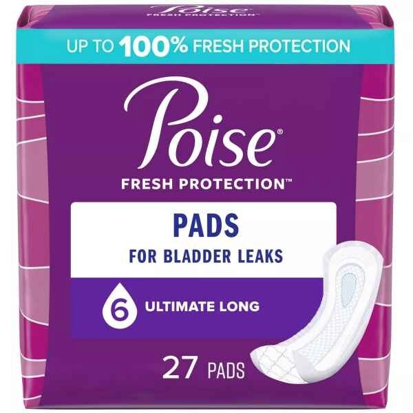Poise Original Design Postpartum Incontinence Pads for Women - Ultimate Absorbency - Long - 27ct