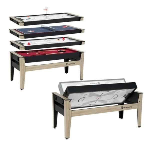 72&quot; 4-in-1 Swivel Combo Game Table, Pool, Hockey, Table Tennis, Basketball with Accessories Included, by MD Sports