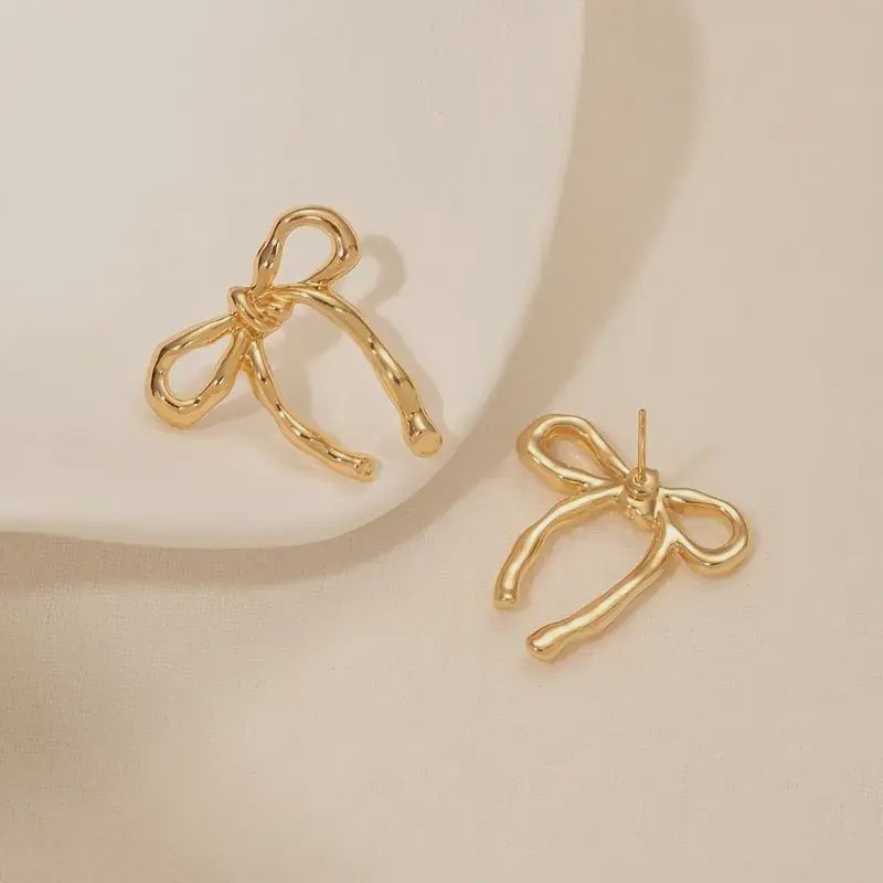 Gold Bow Stud Earrings