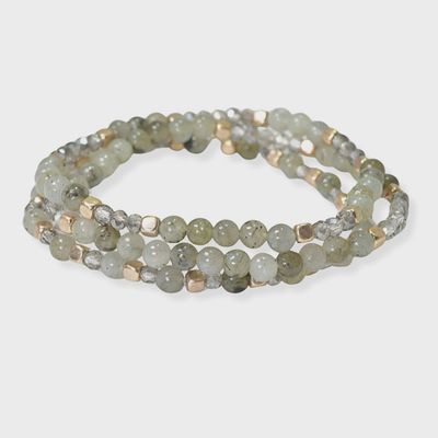 Semi Precious Stone Beaded Multi Layered Stretch Bracelet