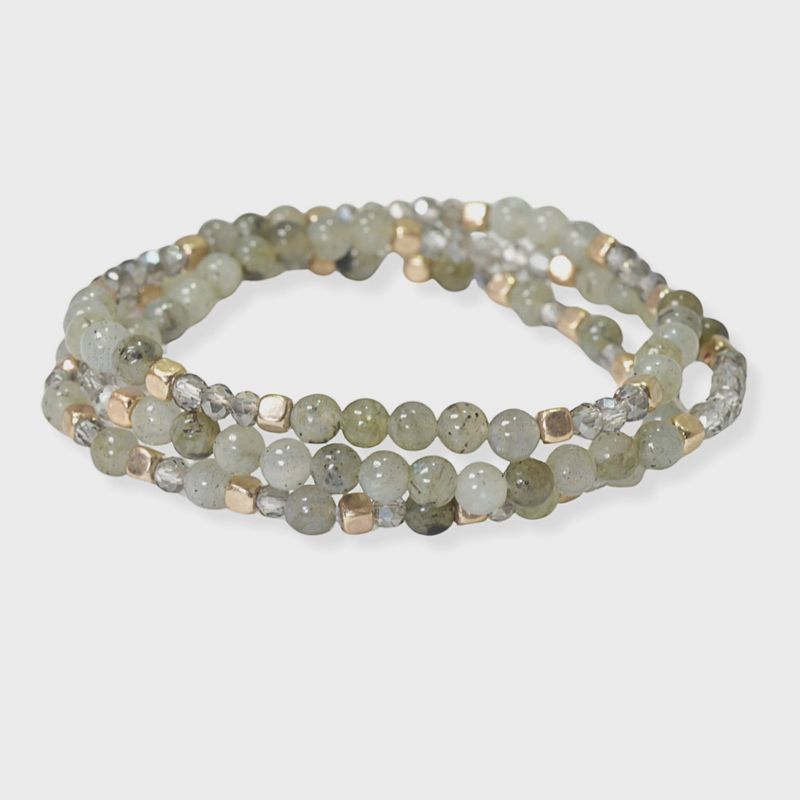 Semi Precious Stone Beaded Multi Layered Stretch Bracelet