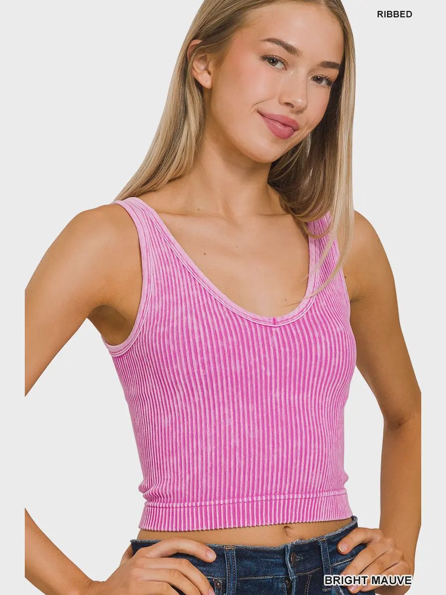 Premium Washed Seamless 2-way Tank Bright Mauve