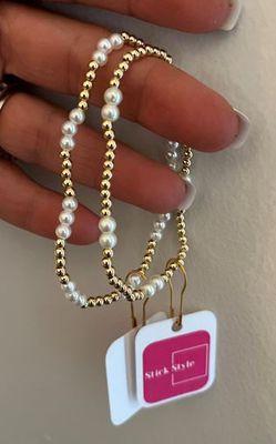 Gold Filled &amp; Pearl Bracelet - Water Proof/ Non-Tarnish