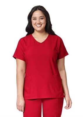 Wonder Wink Y-Neck Wrap Top RED