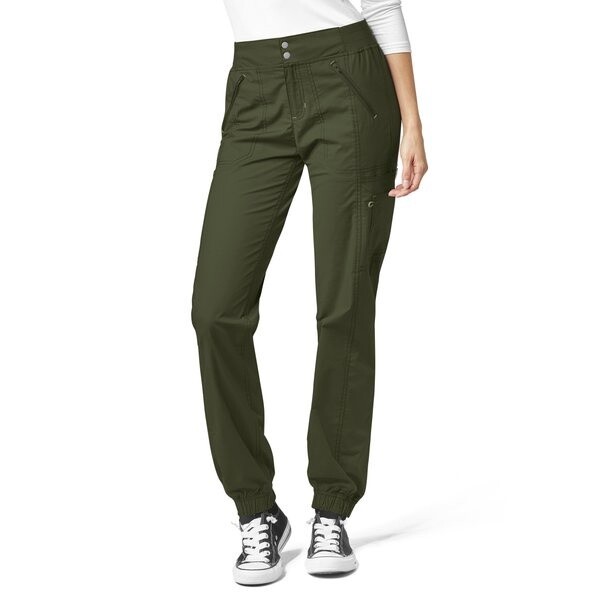 WonderFLEX Utility Cargo Zip Jogger PETITE Forest Green