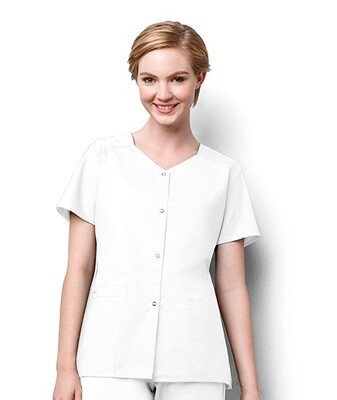 Wonder Wink Short Sleeve Snap-Front Top White