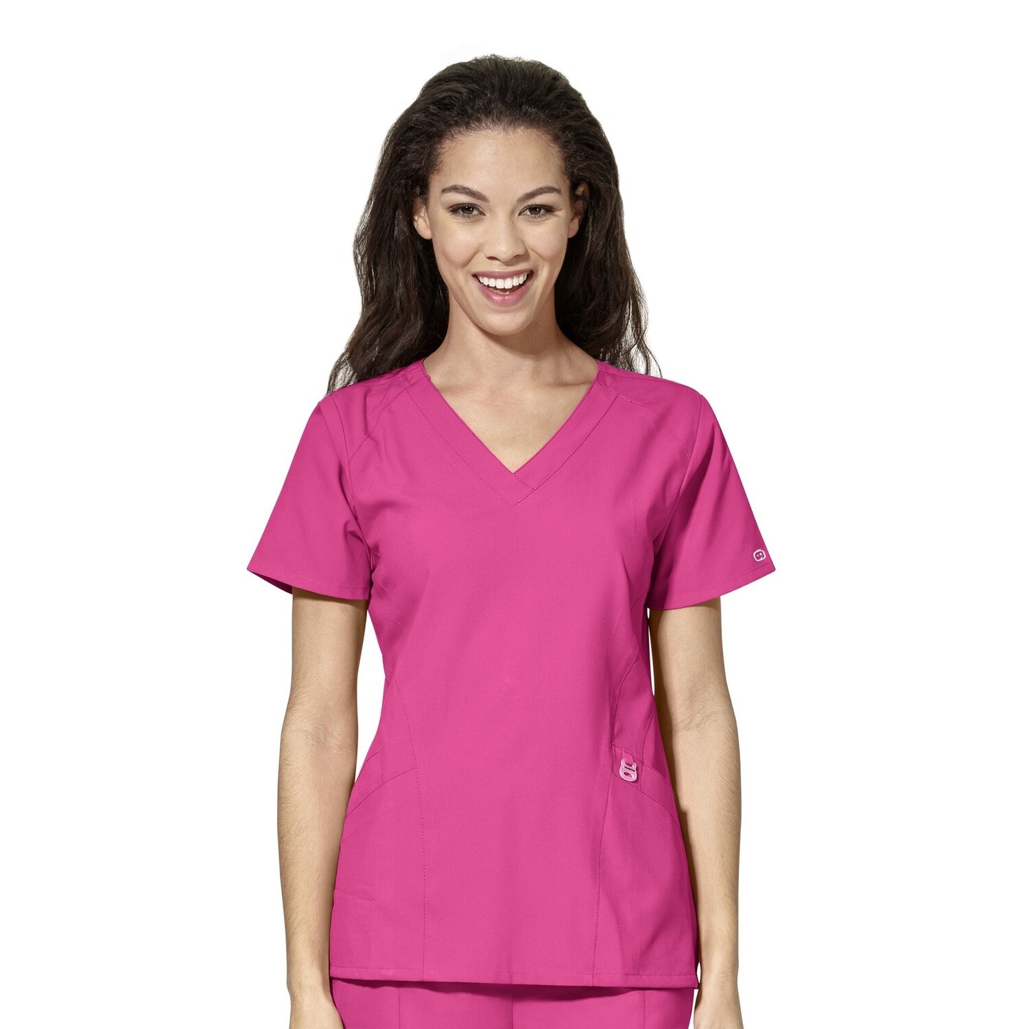 Wonder Wink Stylized V-Neck Top, Color: Hot Pink, Size: Sm