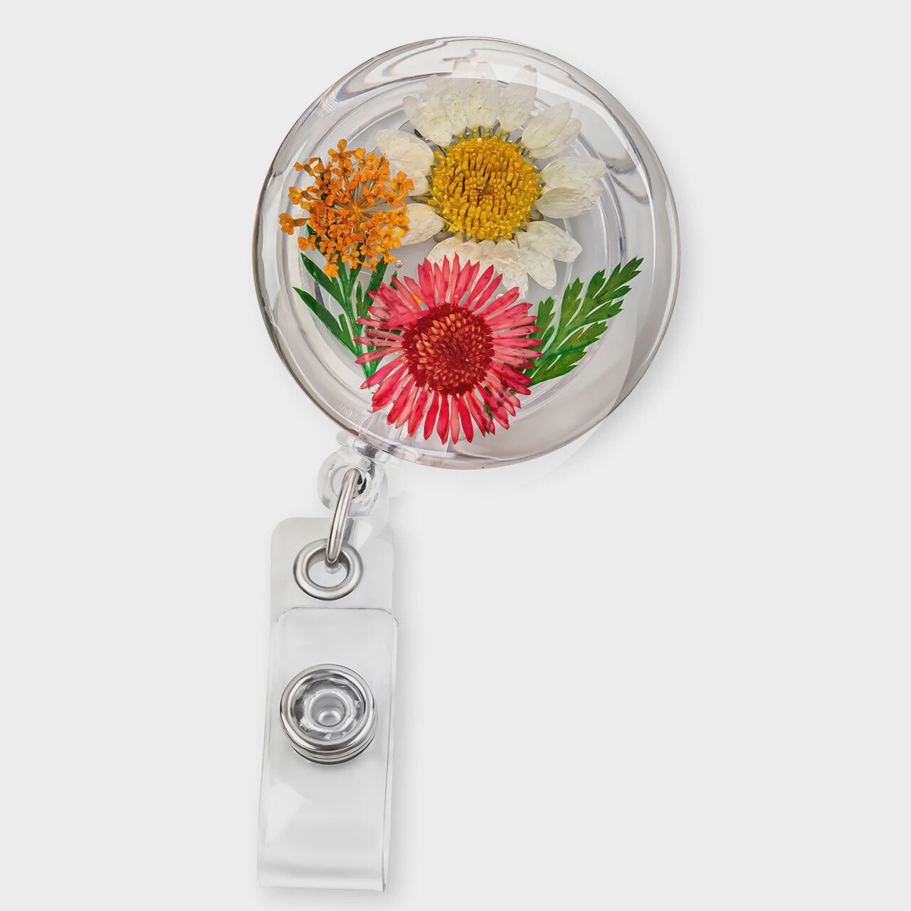 Bonitas Badge Reel, Pattern: Acrylic Daisy